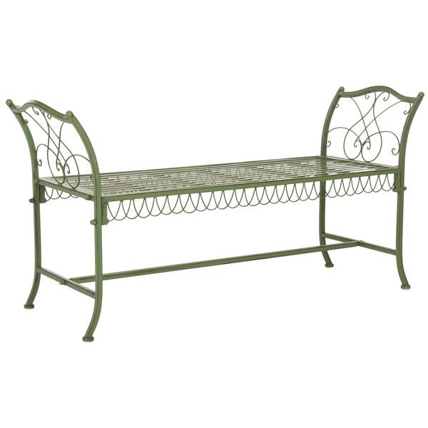 Arona Wrought Iron 51-Inch W Outdoor Garden Bench. Picture 1