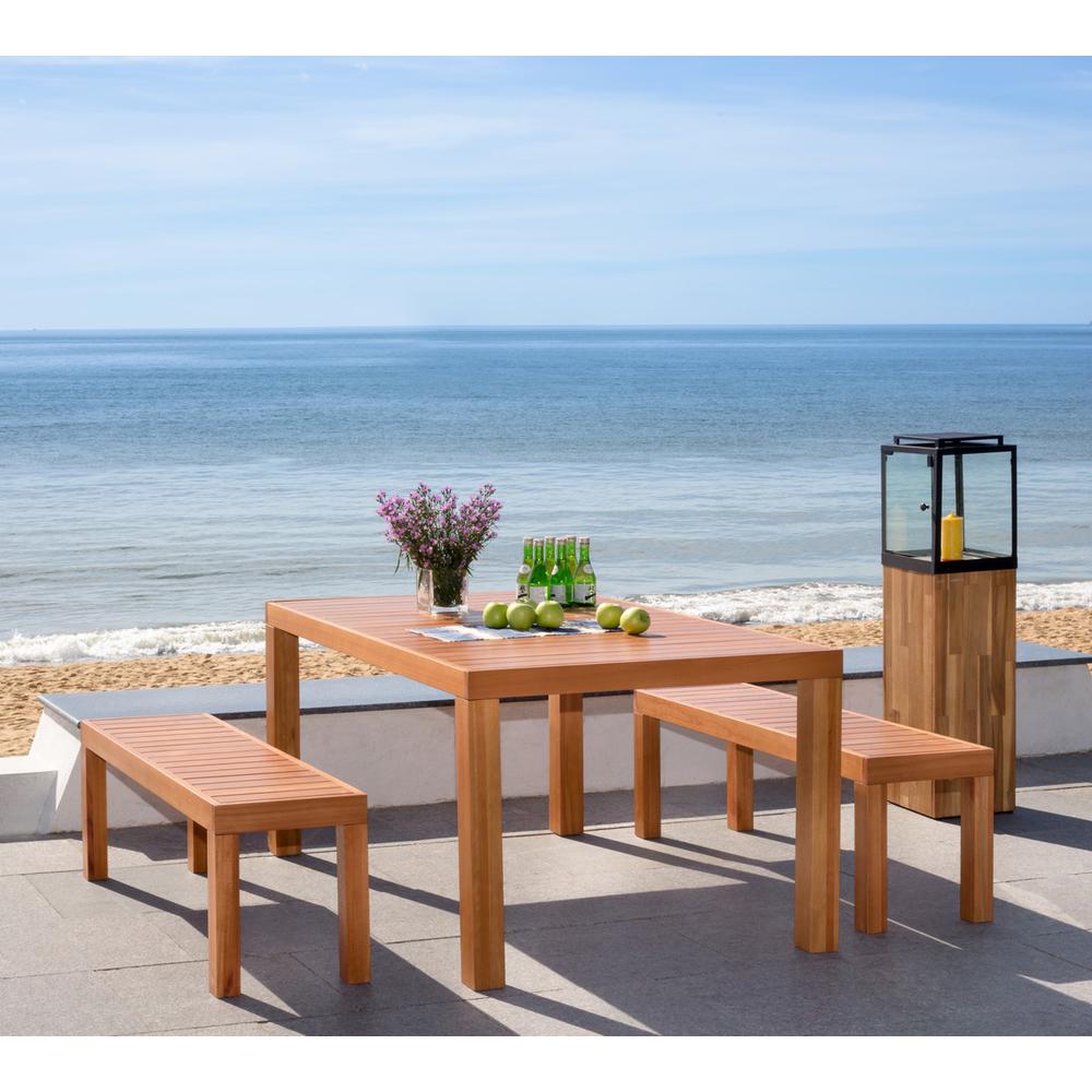 Dario 3 Piece Dining Set With 59-Inch L Table And 2 Backless Benches. Picture 1
