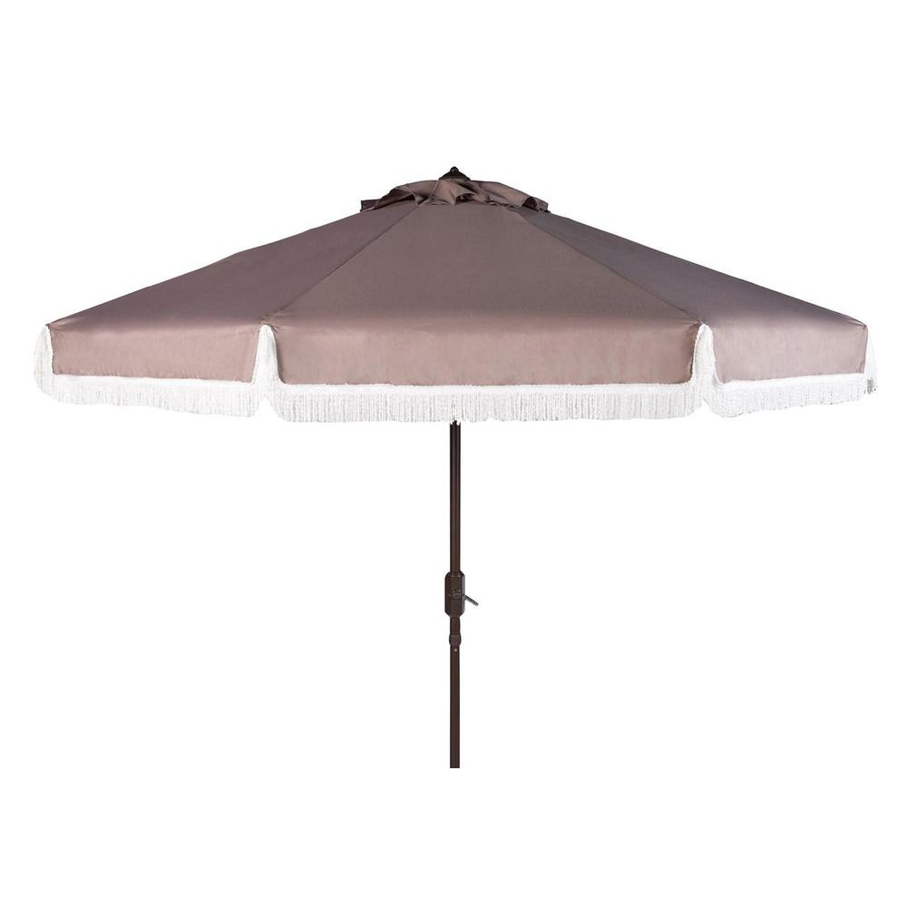 Milan Fringe 9Ft Crank Outdoor Push Button Tilt Umbrella. Picture 1