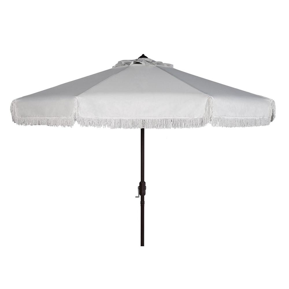 Milan Fringe 9Ft Crank Outdoor Push Button Tilt Umbrella. Picture 1