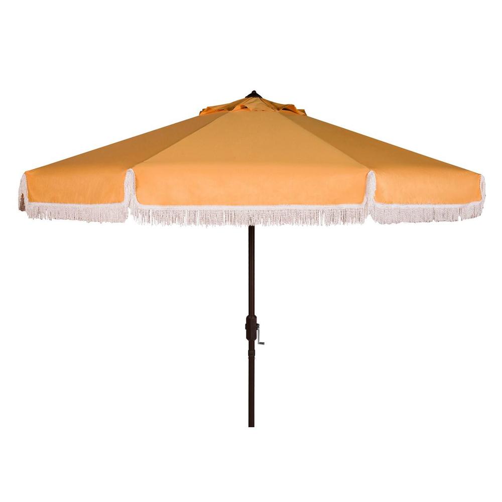 Milan Fringe 9Ft Crank Outdoor Push Button Tilt Umbrella. Picture 1