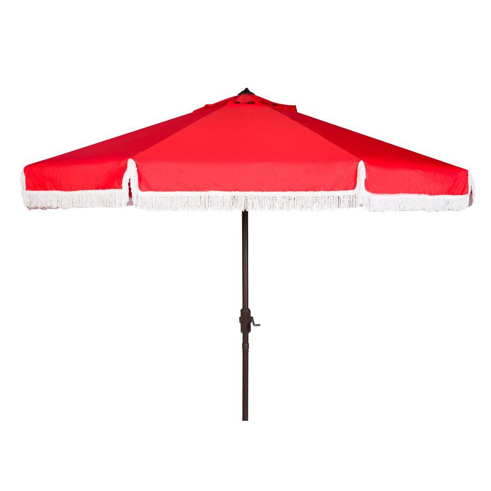 Milan Fringe 9Ft Crank Outdoor Push Button Tilt Umbrella. Picture 1