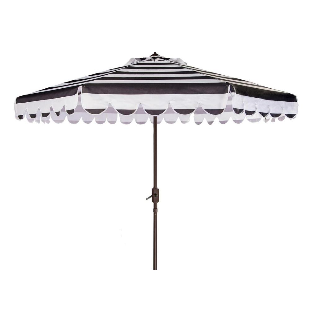 Maui Single Scallop Striped 9Ft Crank Push Button Tilt Umbrella. Picture 1