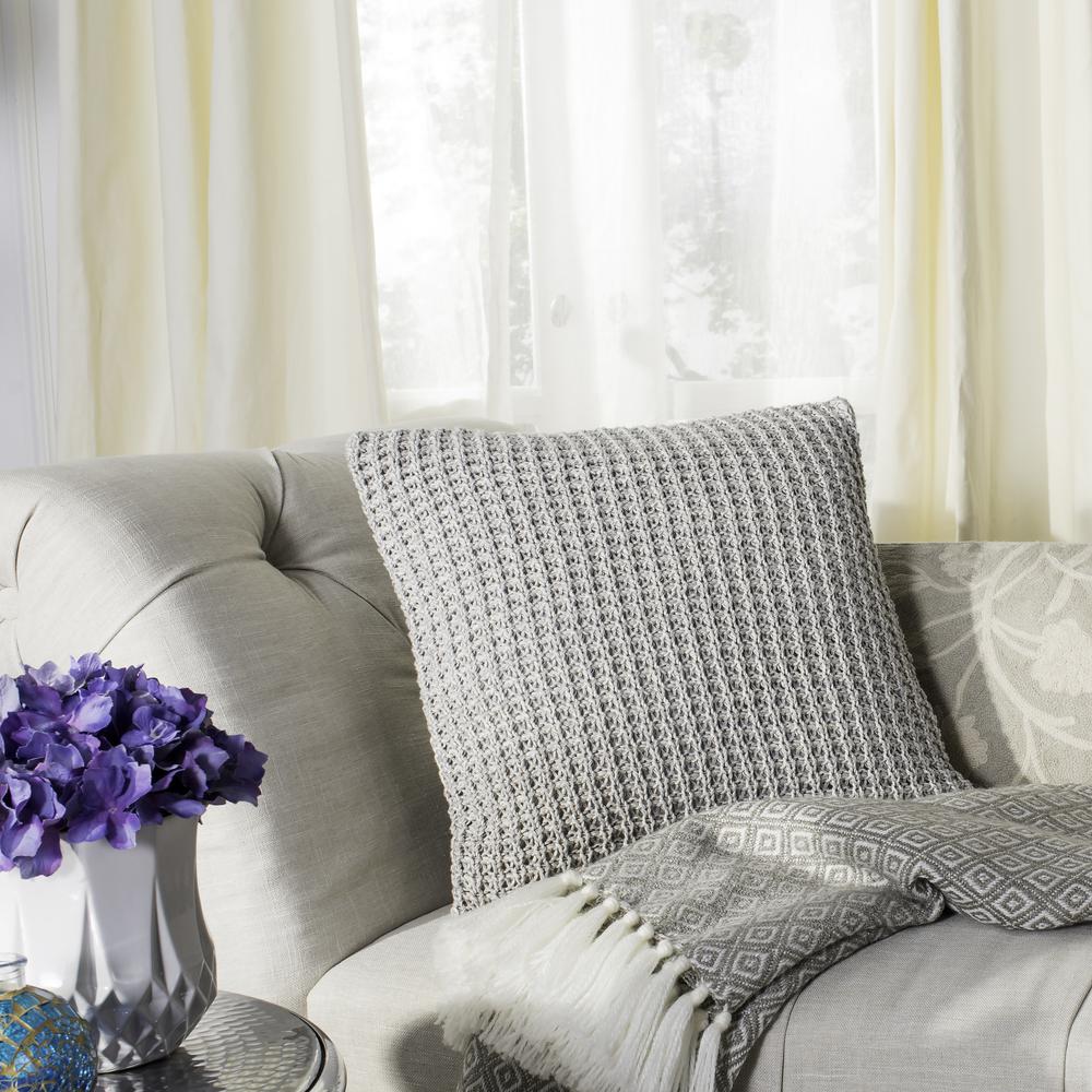 Haven Knit Pillow, Light Grey/Natural. Picture 2