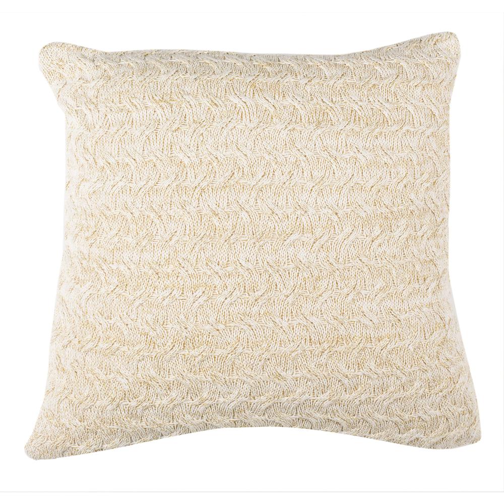 Adara Knit Pillow, Natural/Gold. Picture 1