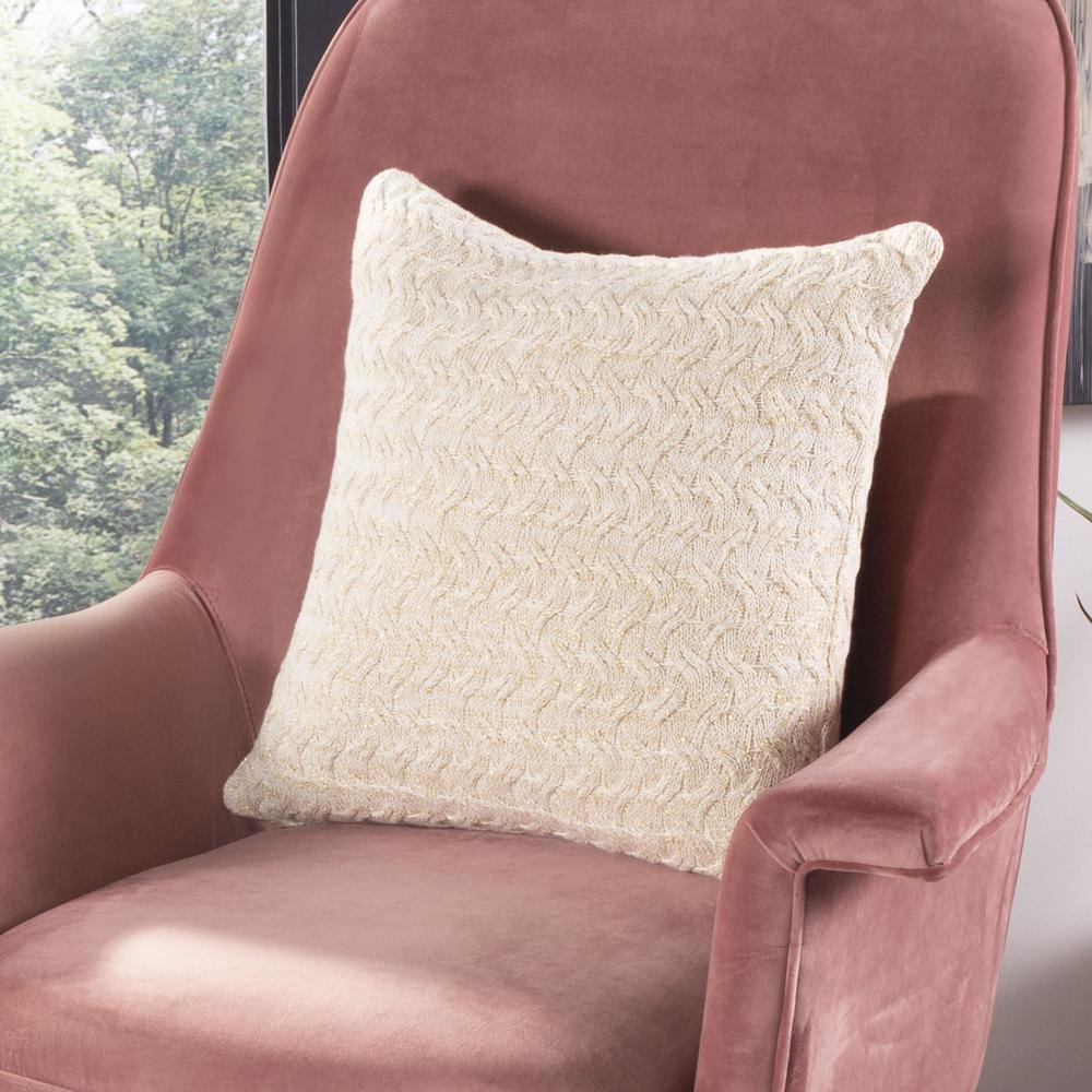 Adara Knit Pillow, Natural/Gold. Picture 3