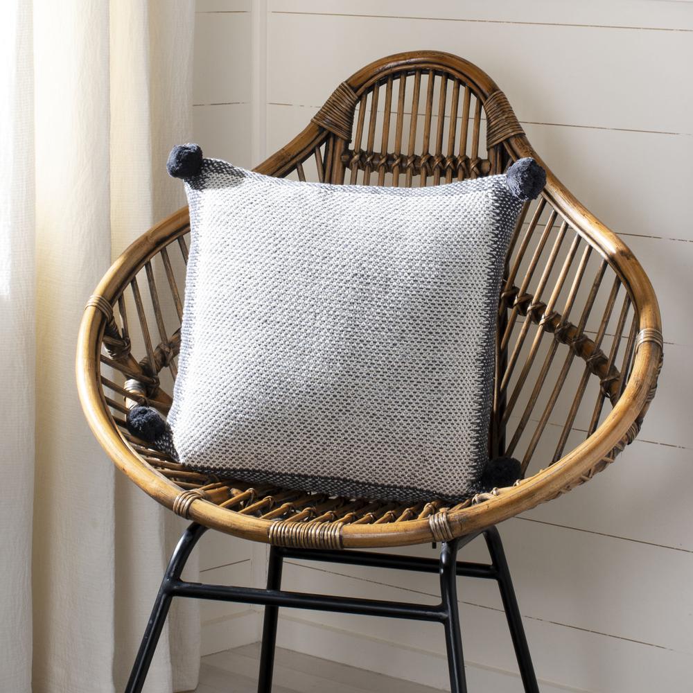 Dania Knit Pillow, Dark Grey/Natural/Silver. Picture 3