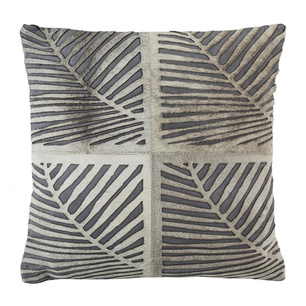 Palm Cowhide Pillow, White, PLS218A-1818. Picture 1