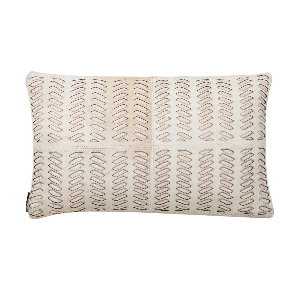 Dash Cowhide Pillow, White, PLS222A-1220. Picture 1