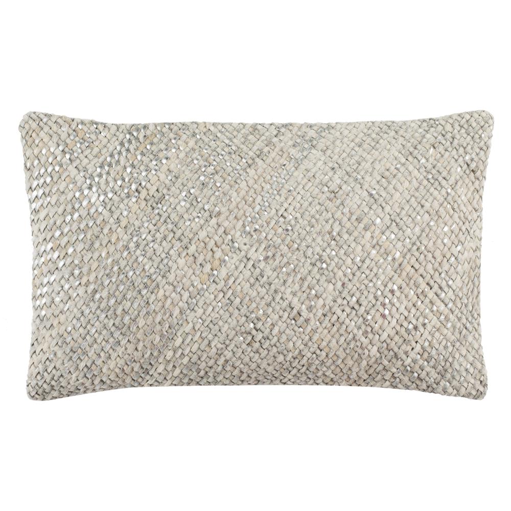 Shelby Cowhide 12"X20" Pillow, White. Picture 3