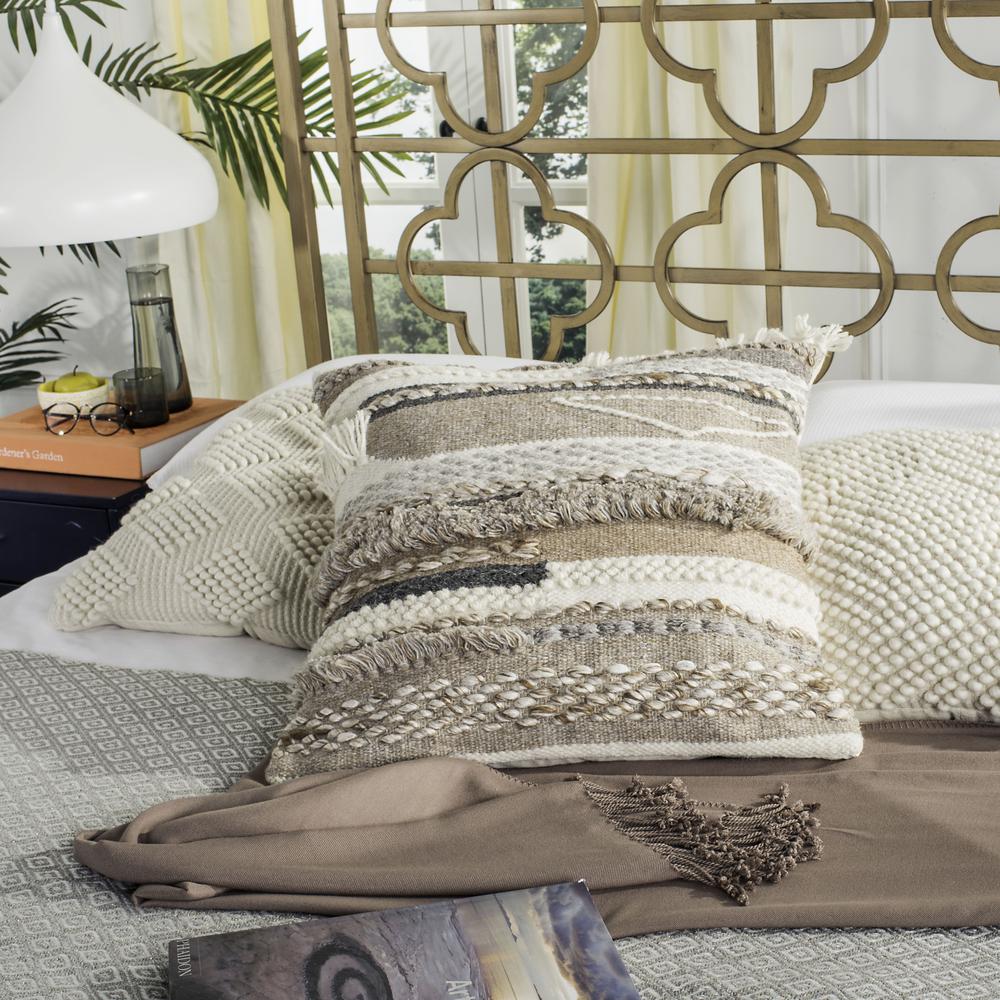 Demna 20" Pillow - Beige/Grey. Picture 3