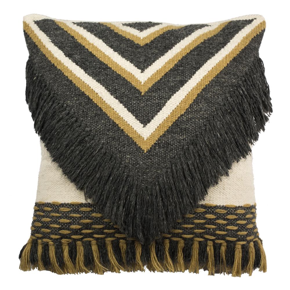 Elettra 20" Pillow, Charcoal/Gold. Picture 1