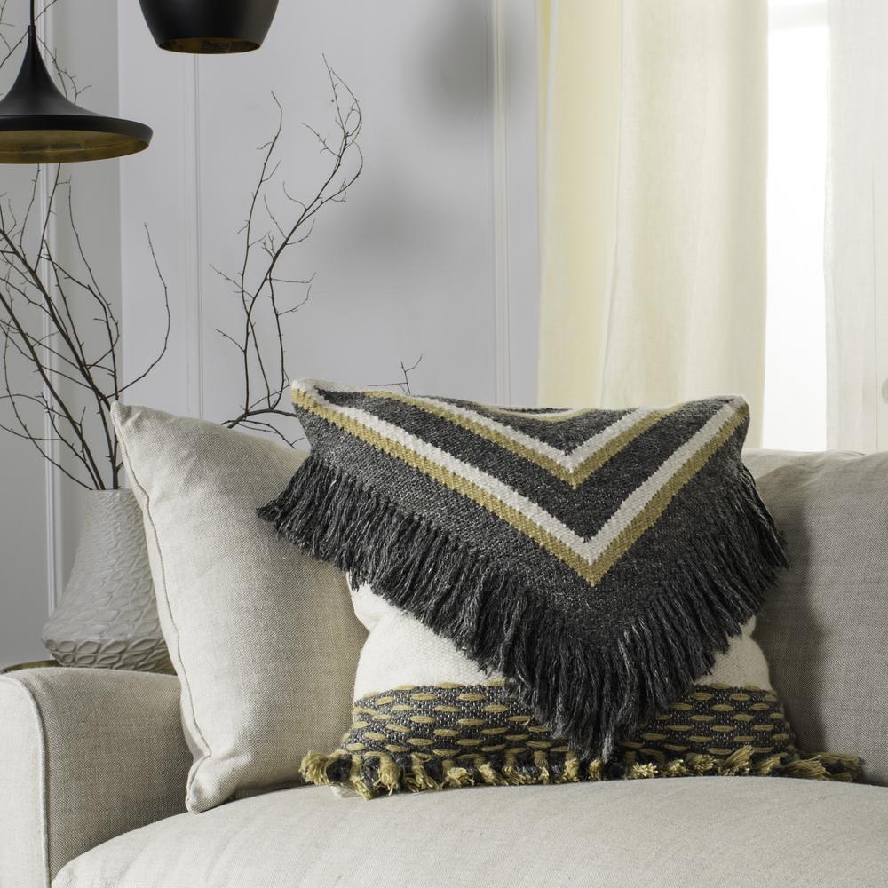 Elettra 20" Pillow, Charcoal/Gold. Picture 3