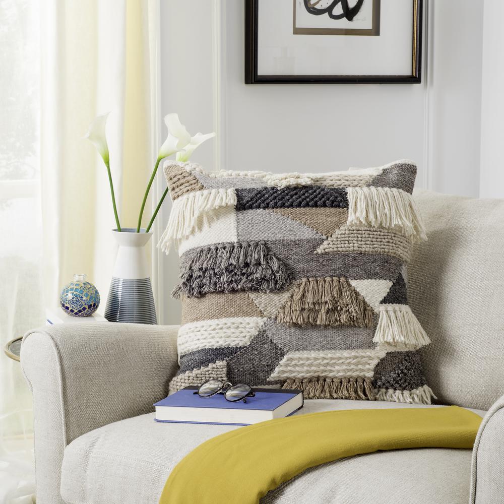 Honor 20" Pillow, Grey/Ivory. Picture 3