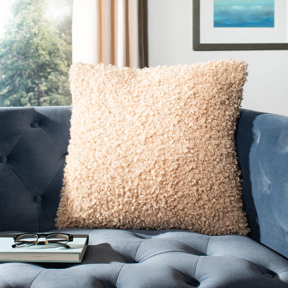 Kalista Shag Pillow, Beige. Picture 4