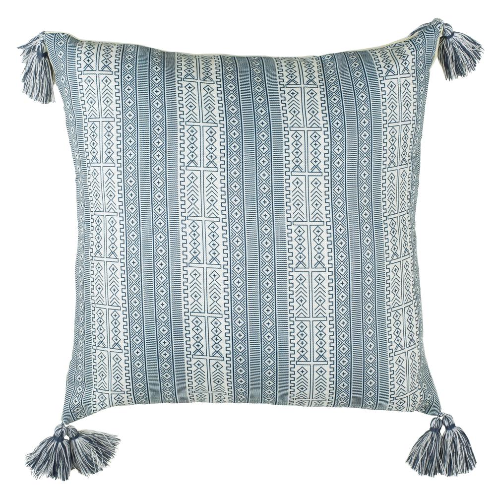 Lunette Pillow, White/Blue. Picture 1