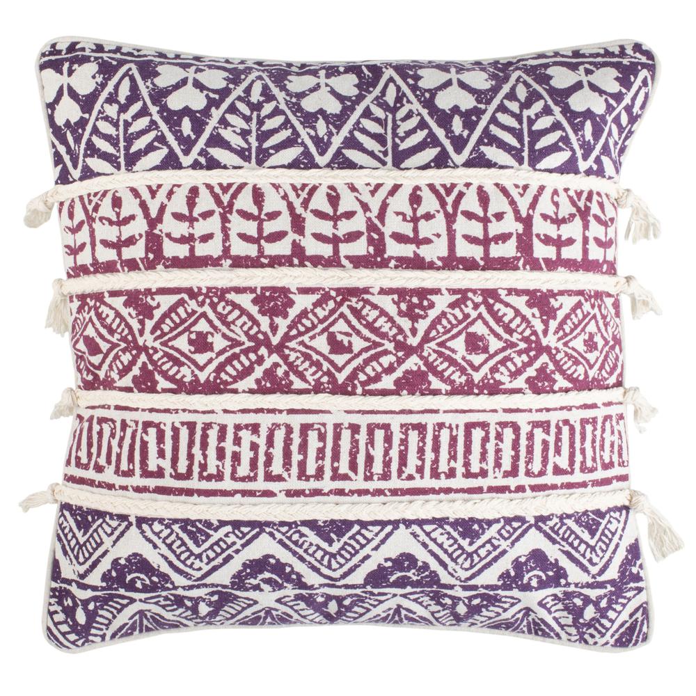 Mela Pillow, Purple/Beige. Picture 1