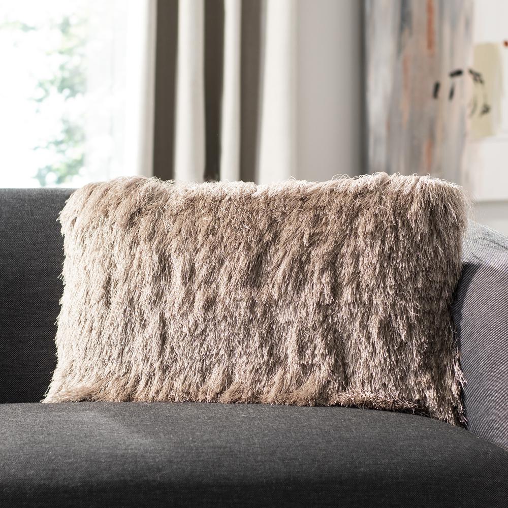 Chic Shag Pillow, Beige, PLS735A-1220. Picture 3