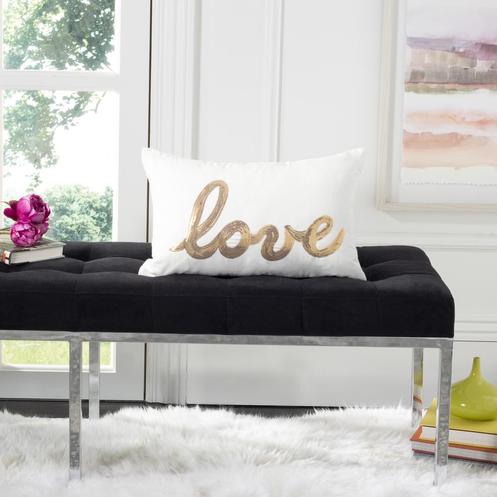 First Comes Love Pillow, Gold/Cream. Picture 3