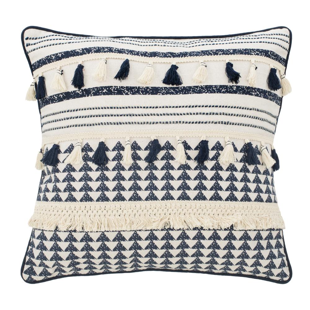 Enya Pillow, Cream/Navy, PLS790A-1616. Picture 1