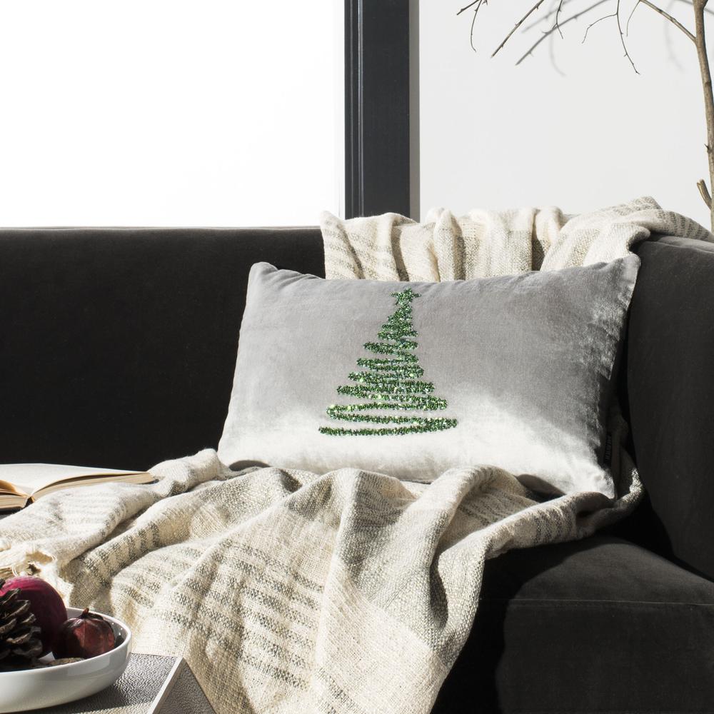Enchanted Evergreen  Pillow, Grey/Green, PLS882C-1220. Picture 3
