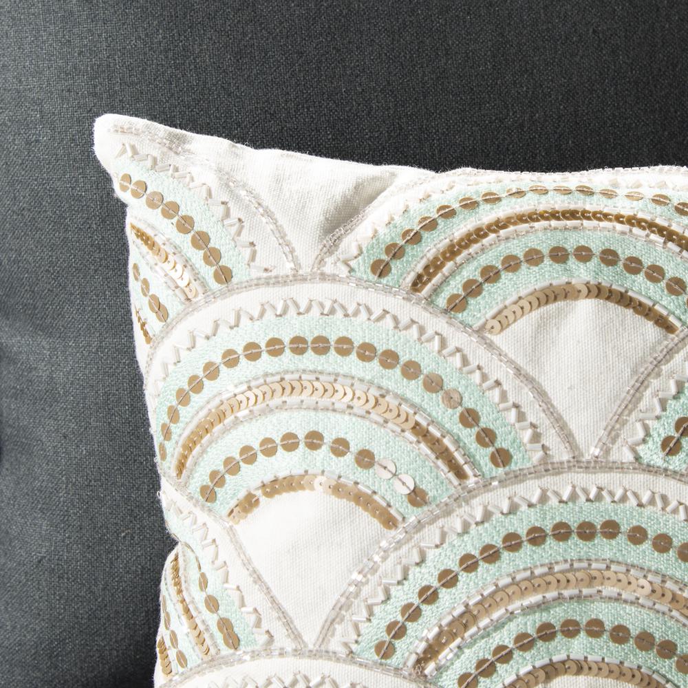 Kadri Pillow, Beige/Teal/Gold, PLS889A-1220. Picture 3