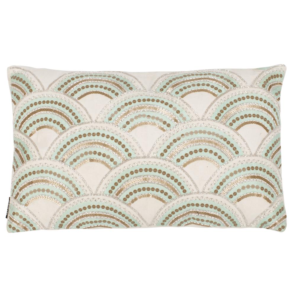 Kadri Pillow, Beige/Teal/Gold, PLS889A-1220. Picture 1