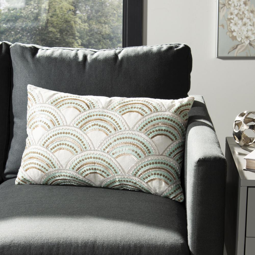 Kadri Pillow, Beige/Teal/Gold, PLS889A-1220. Picture 4