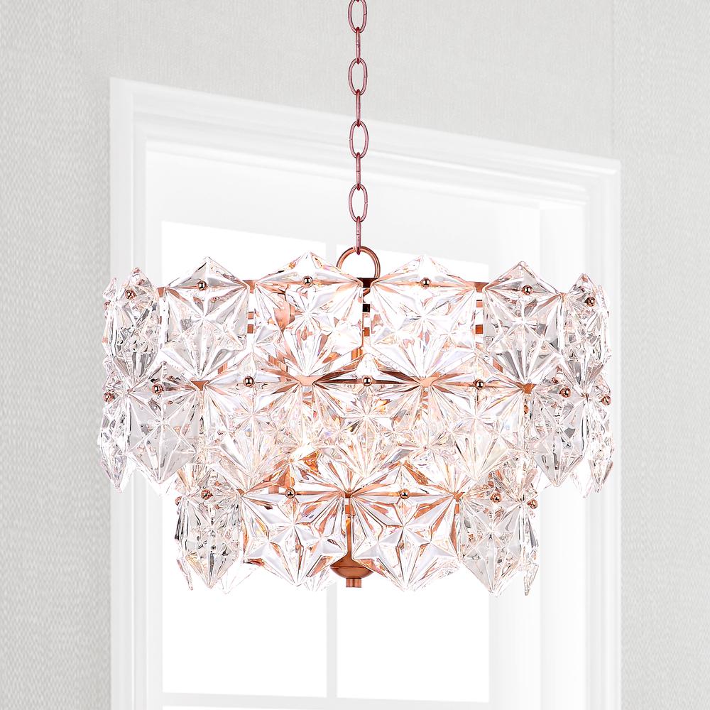 Sia 4 Light 19-Inch Dia Adjustable Pendant , Clear/Copper. Picture 4
