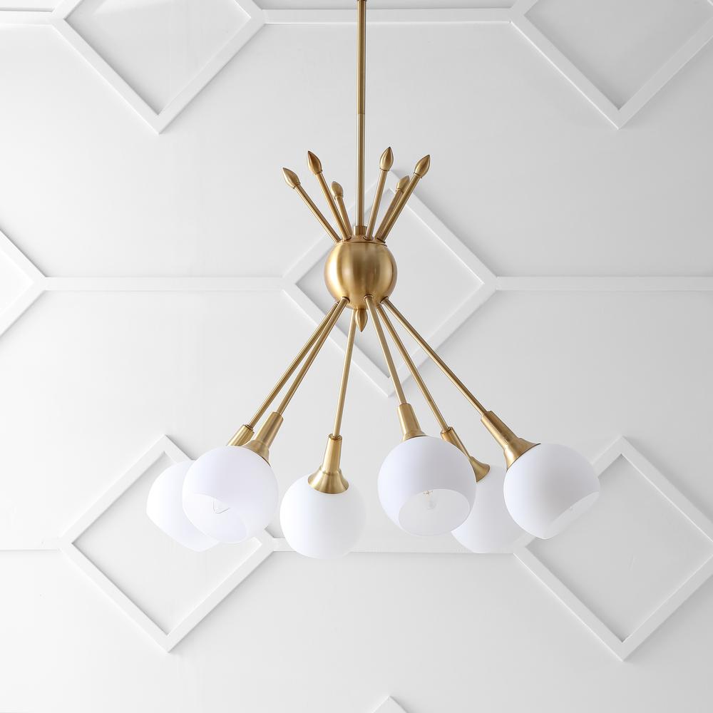 Justine 6 Light 22-Inch Dia Adjustable Pendant , Brass Gold. Picture 1