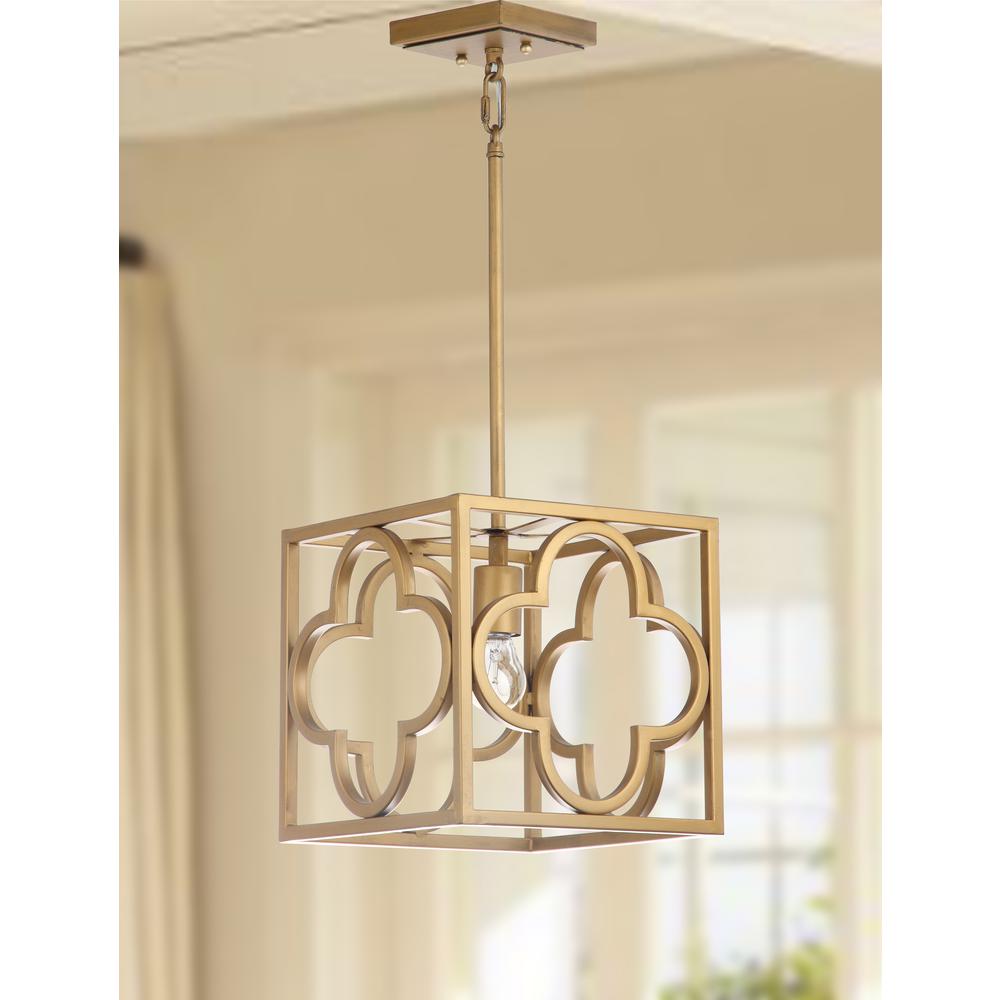 Rabia Trellis Pendant, Gold. Picture 2