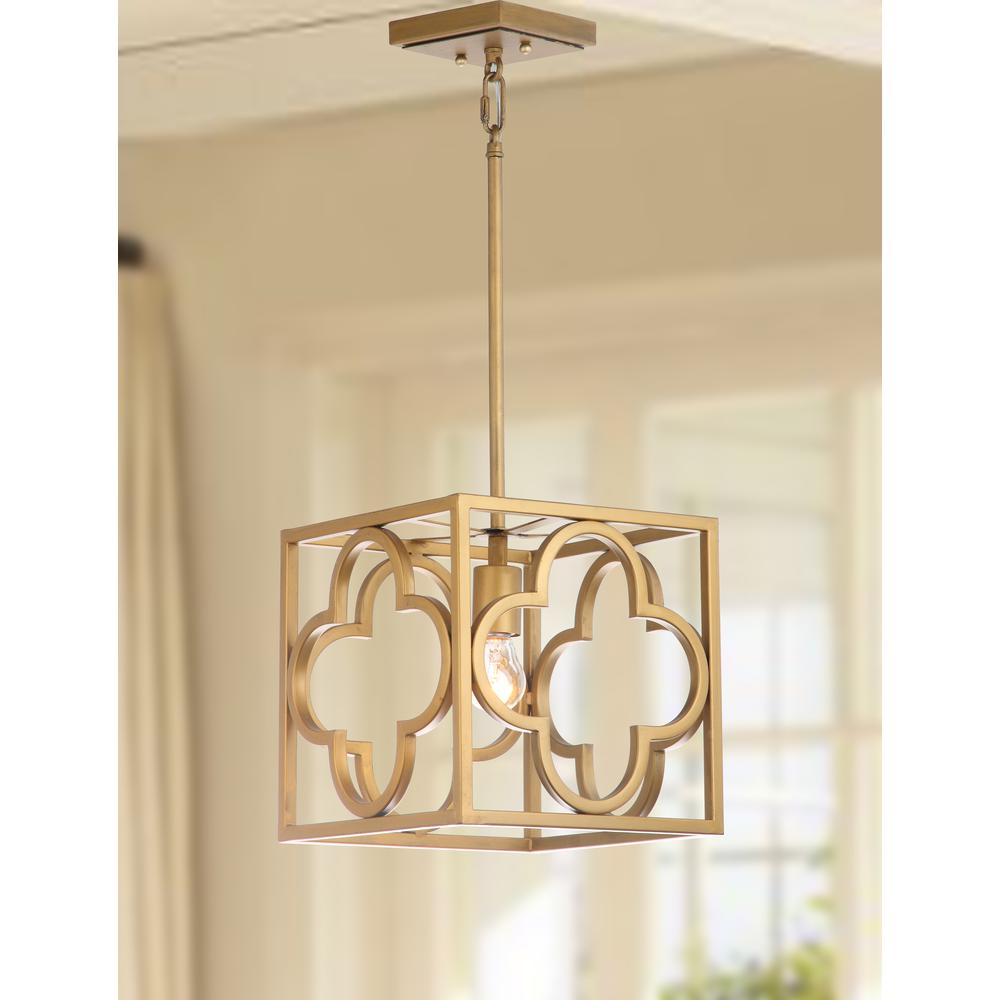 Rabia Trellis Pendant, Gold. Picture 4