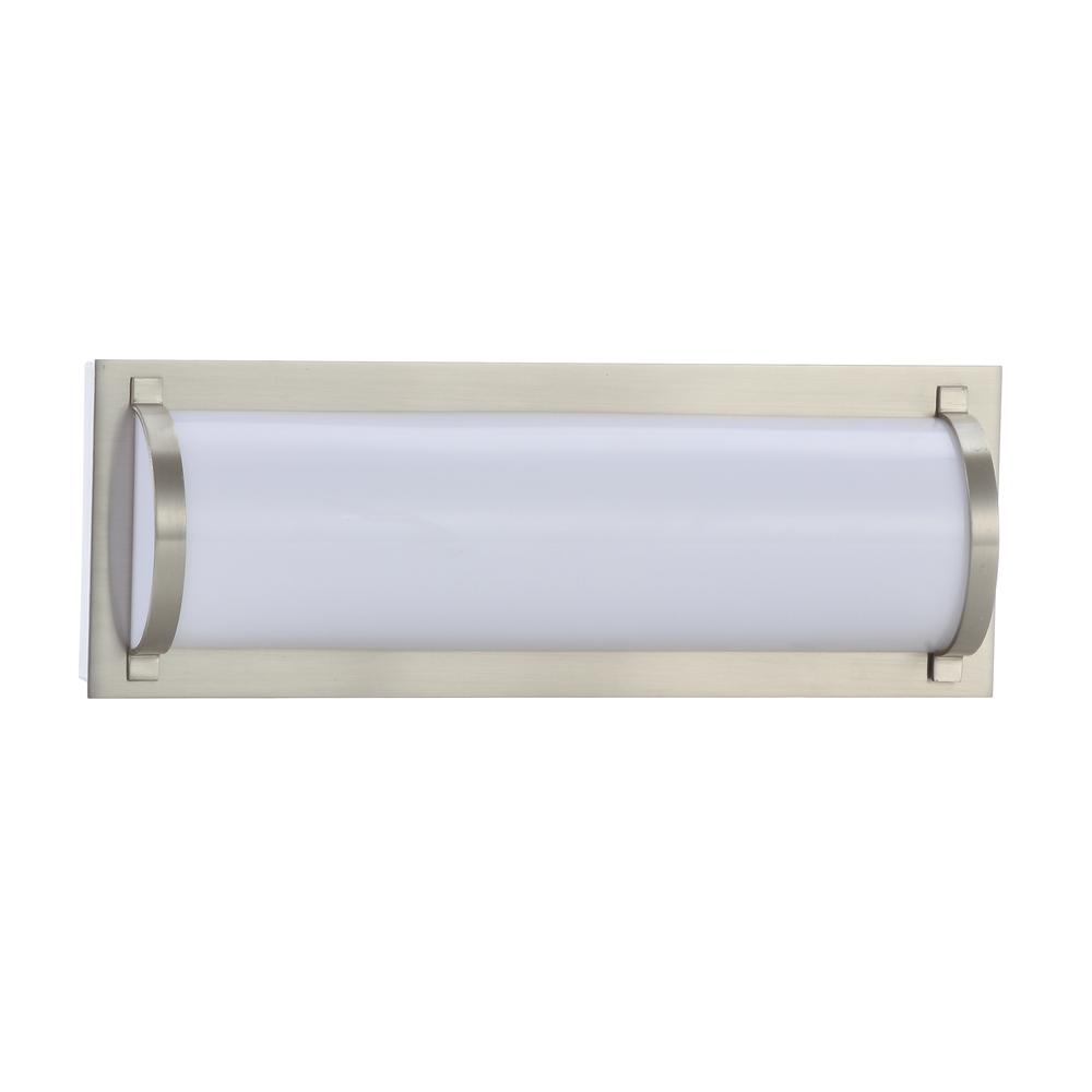 Luka Vanity Bar Bathroom Sconce, Brush Nickel/White. Picture 2