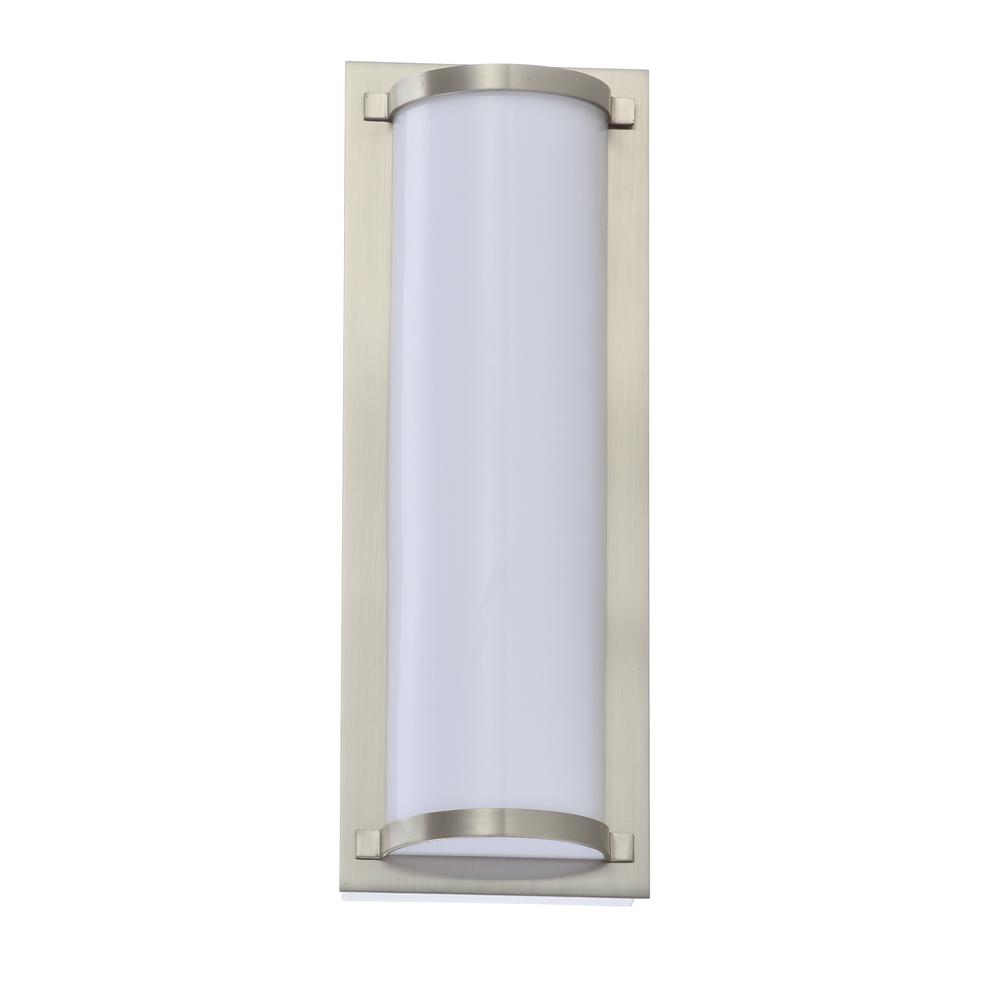 Luka Vanity Bar Bathroom Sconce, Brush Nickel/White. Picture 1