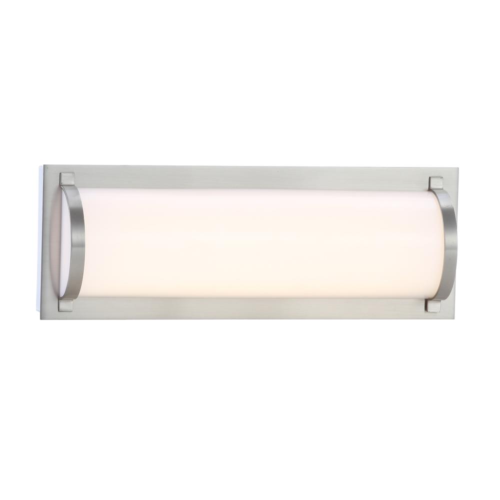 Luka Vanity Bar Bathroom Sconce, Brush Nickel/White. Picture 6