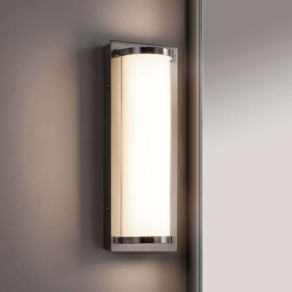 Luka Vanity Bar Bathroom Sconce, Brush Nickel/White. Picture 5