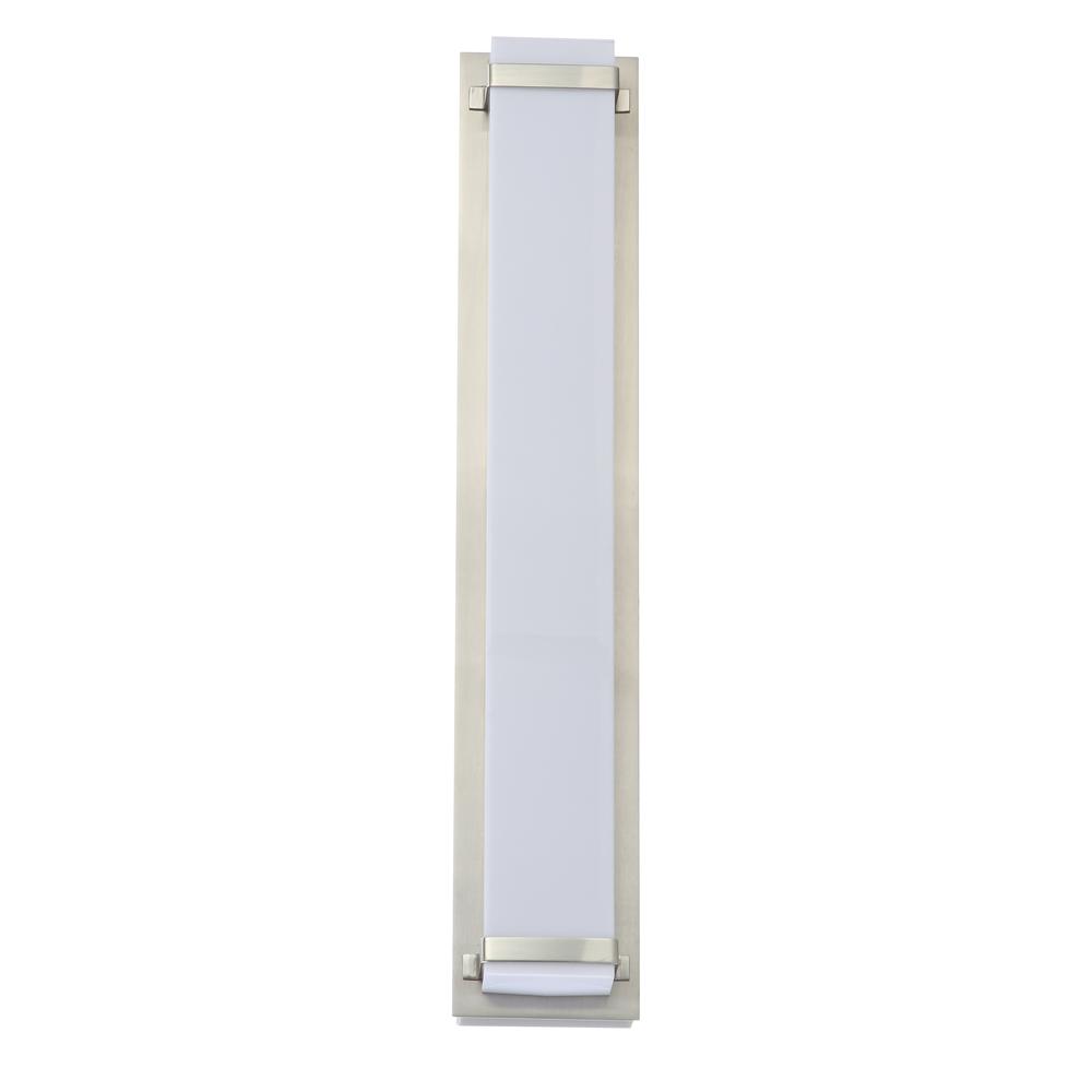 Gannon Vanity Bar Bathroom Sconce, Brush Nickel/White. Picture 1