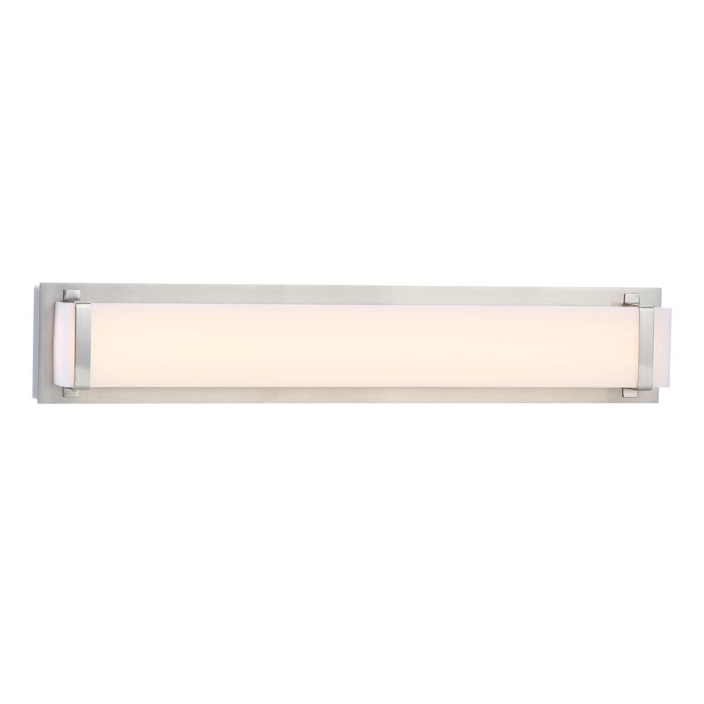Gannon Vanity Bar Bathroom Sconce, Brush Nickel/White. Picture 6
