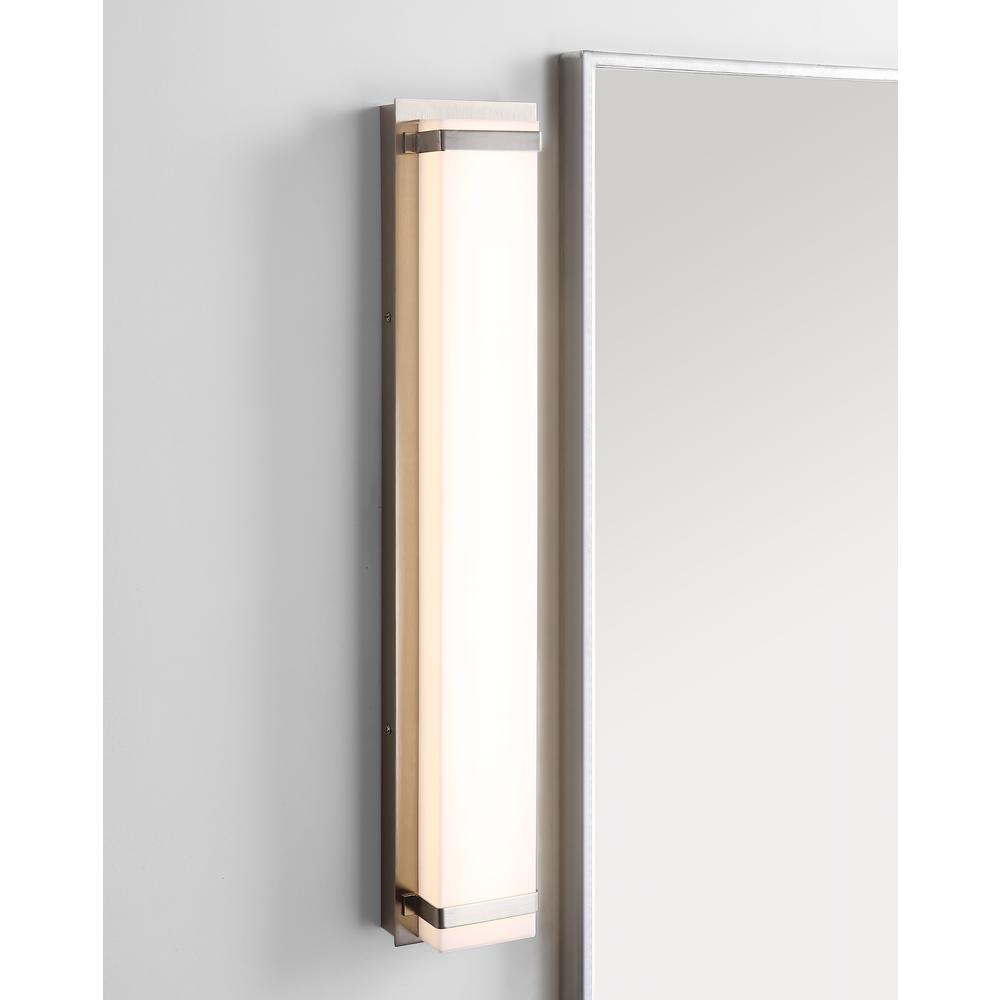 Gannon Vanity Bar Bathroom Sconce, Brush Nickel/White. Picture 4