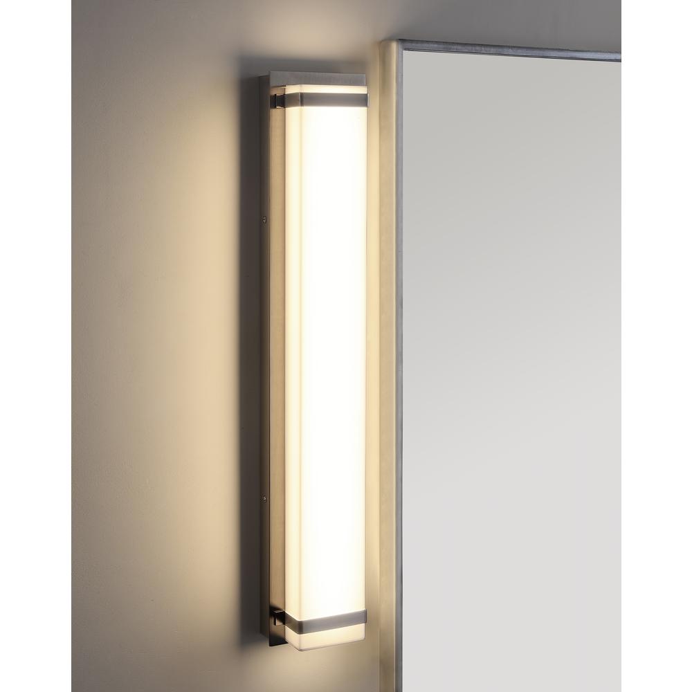 Gannon Vanity Bar Bathroom Sconce, Brush Nickel/White. Picture 5