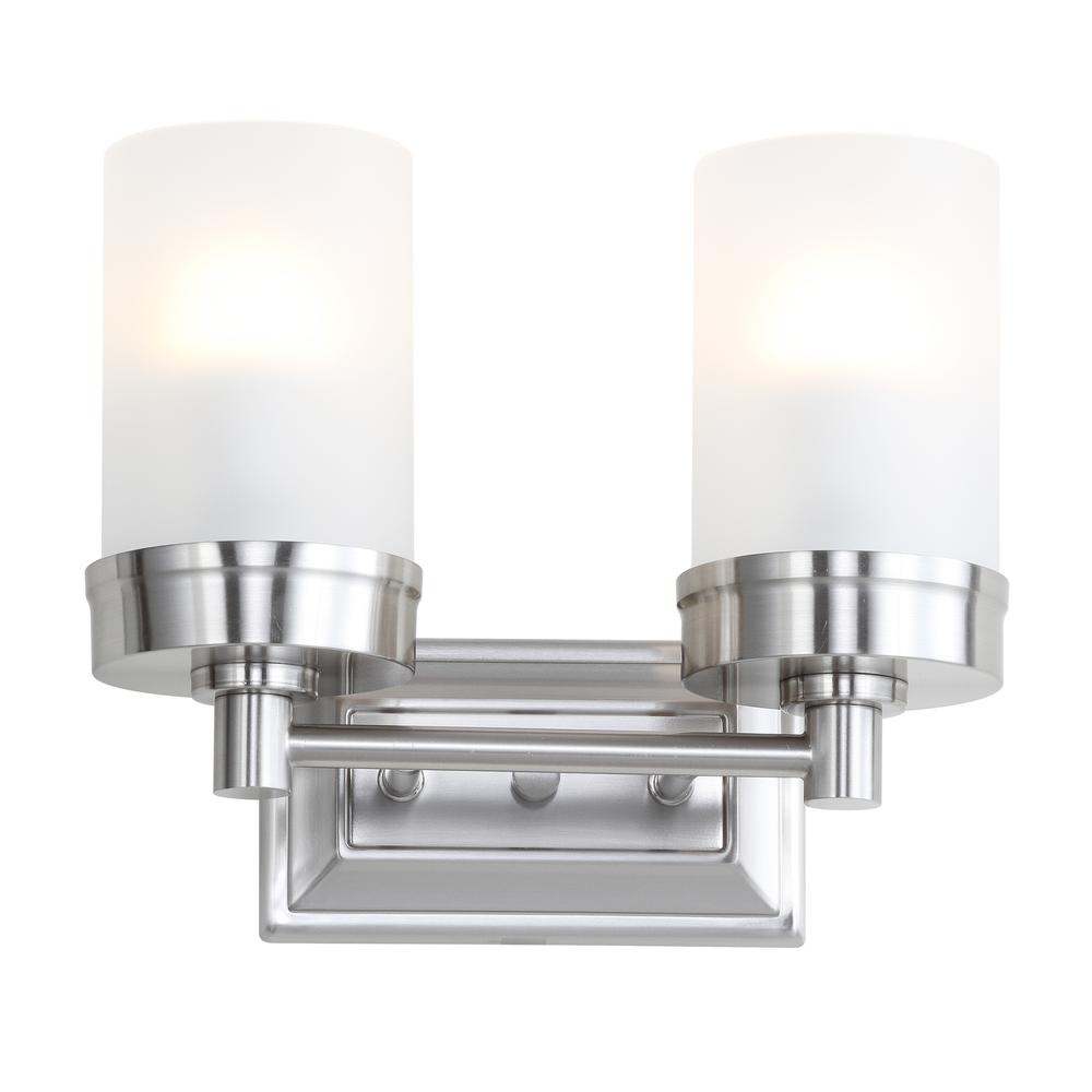 Kylan Two Light Bathroom Sconce, Nickel. Picture 4