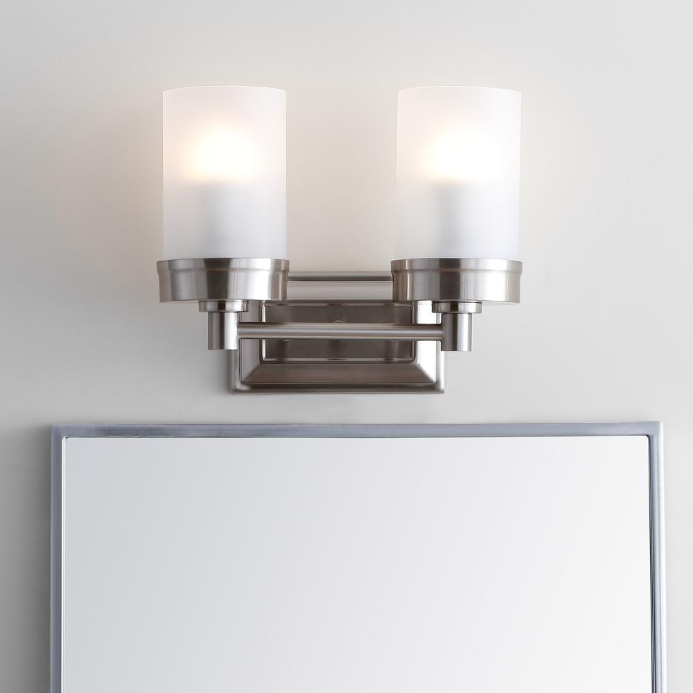 Kylan Two Light Bathroom Sconce, Nickel. Picture 3