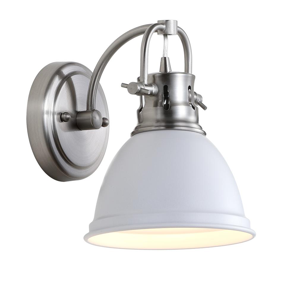 Lawson Bathroom Sconce, Brush Nickel/White. Picture 4