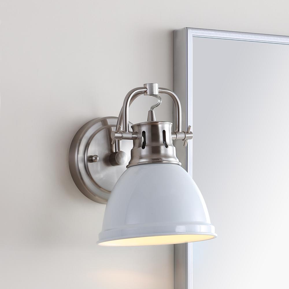 Lawson Bathroom Sconce, Brush Nickel/White. Picture 3