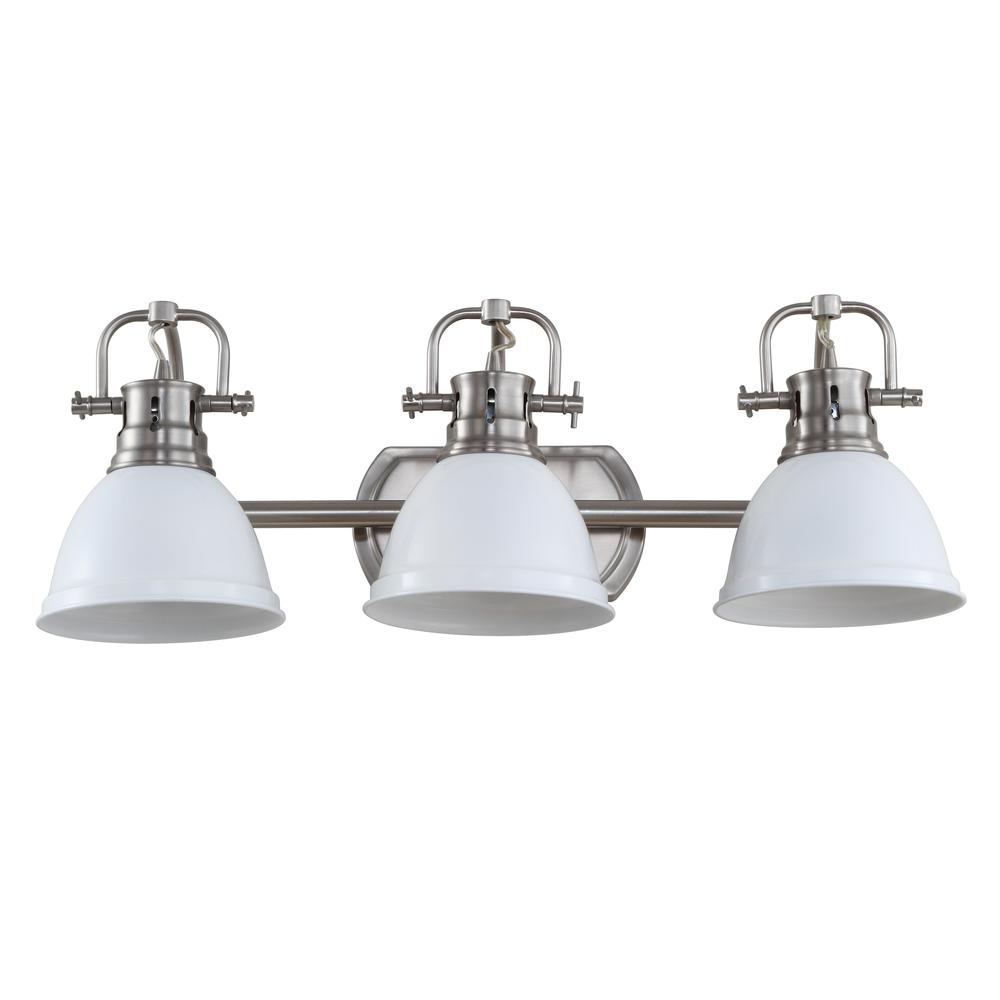 Roland Three Light Bathroom Sconce, Brush Nickel/White. Picture 2