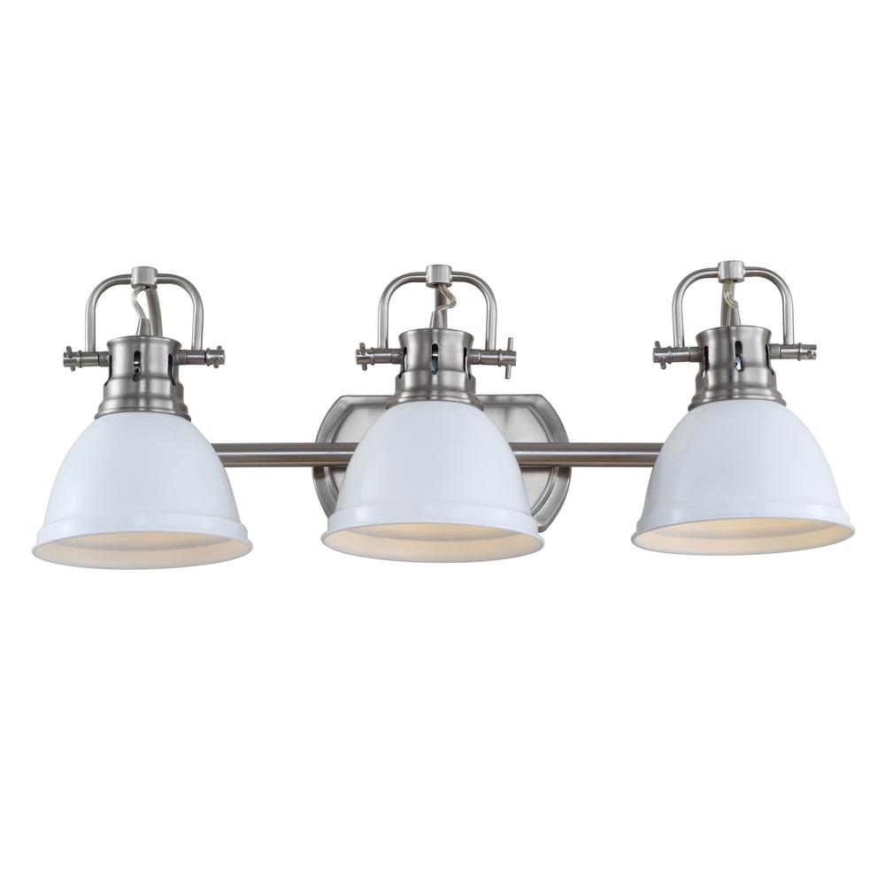 Roland Three Light Bathroom Sconce, Brush Nickel/White. Picture 4