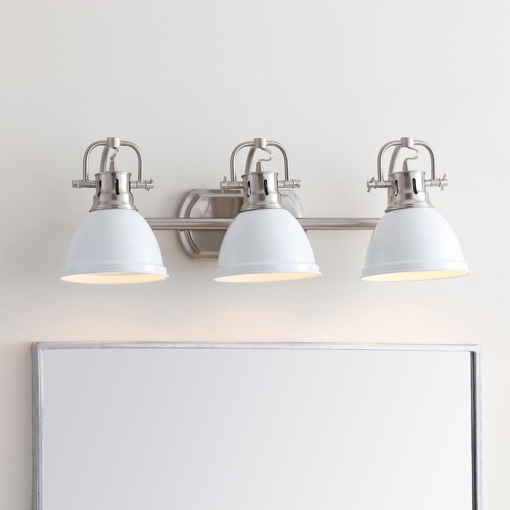 Roland Three Light Bathroom Sconce, Brush Nickel/White. Picture 3