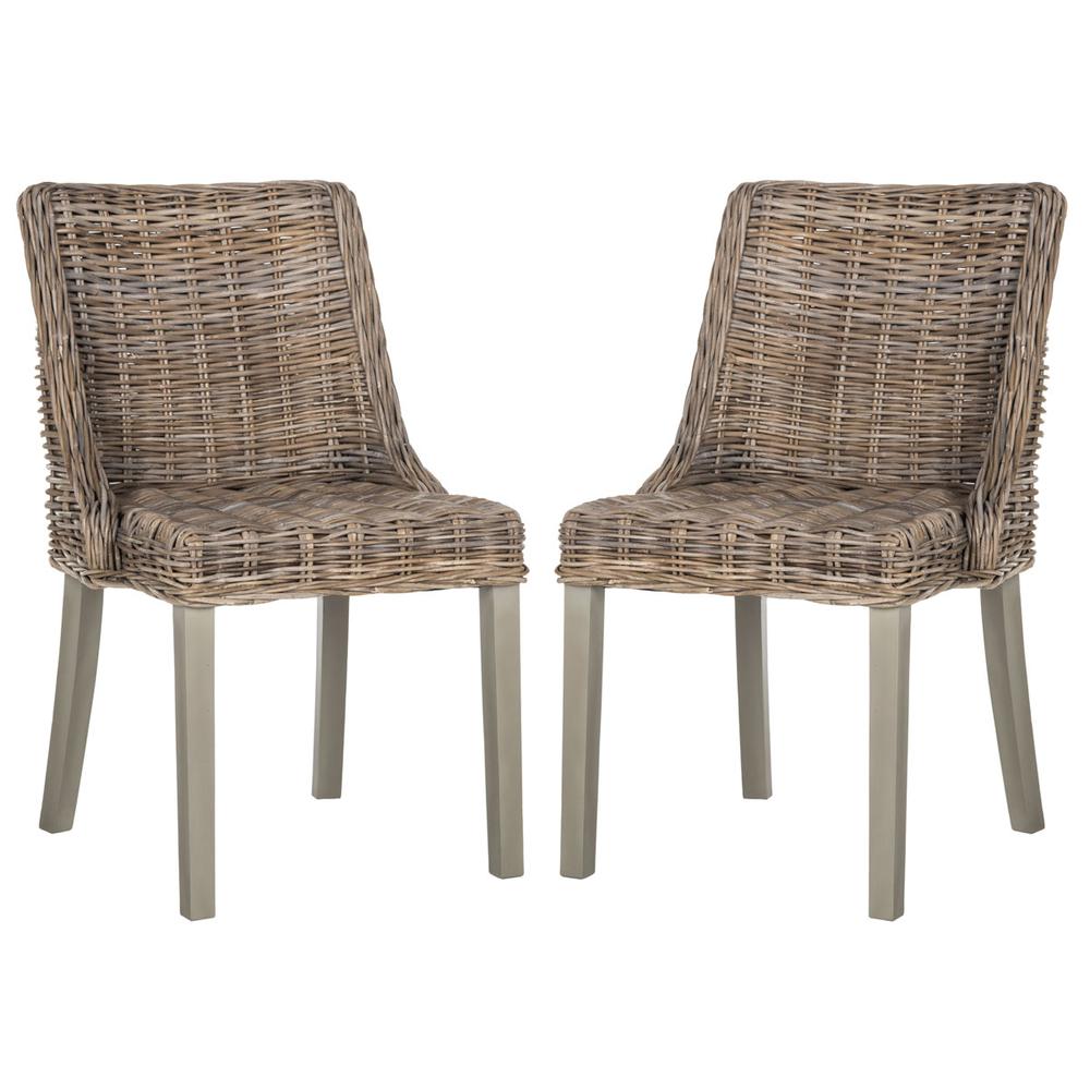 CAPRICE 18''H WICKER DINING CHAIR WITH LEATHER HANDLE. Picture 1