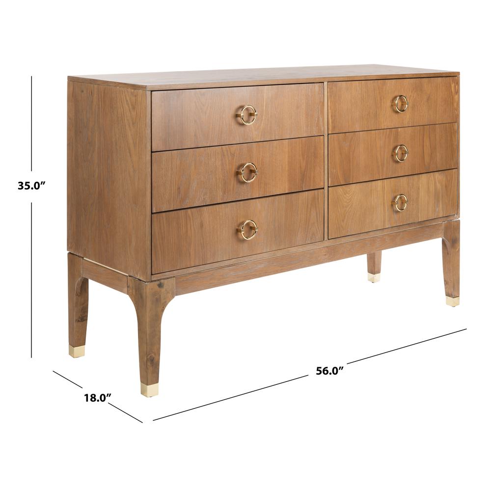 Lorna 6 Drawer Contemporary Dresser, Rustic Oak. Picture 5
