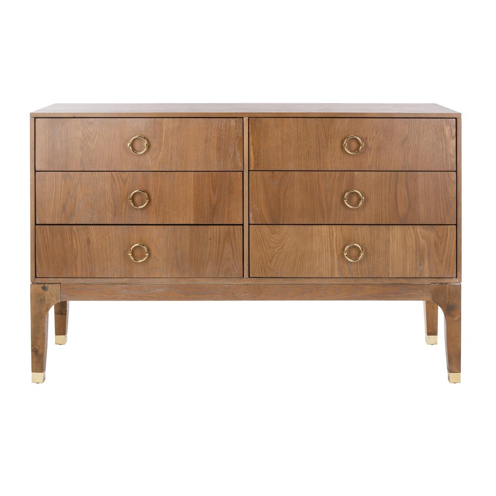 Lorna 6 Drawer Contemporary Dresser, Rustic Oak. Picture 1